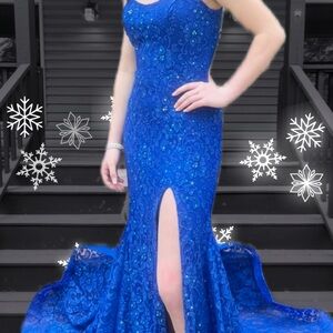 Stunning Sapphire Blue Sequin Prom Dress